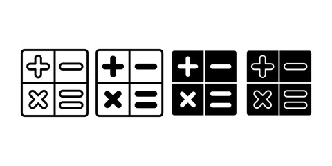 Math Symbols Black Icon Bundle for Education and Calculation Concept