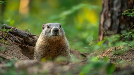 Groundhog in forest