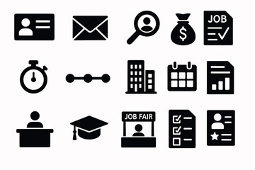 Comprehensive job search icons for employment and recruitment needs
