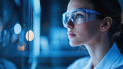 Technician Female technician checking data on a computer screen, ensuring accurate results in a lab.