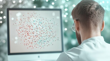 Laboratory Researcher analyzing data from laboratory experiments using advanced computer software.