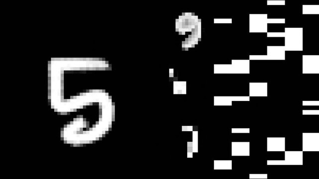 Digital document analysis visualization showing machine learning reading handwritten or printed characters, pixel blur effect