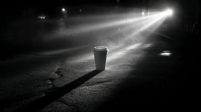 Fototapeta Paper coffee cup nighttime scene