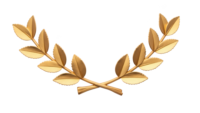 Golden laurel wreath symbolizing victory and achievement, featuring detailed leaves and polished finish, representing honor and success - Powered by Adobe
