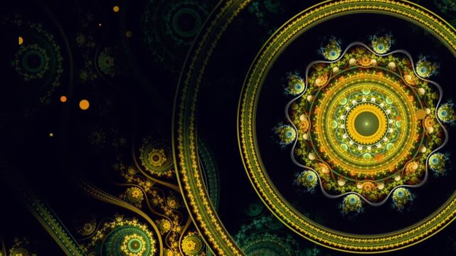 abstract fractal background with gold ornament