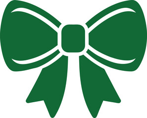 Green bow tie graphic on white background ribbon gift