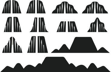 Vector Set of Stylized Mountain Icons