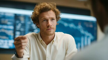 male mentor explaining data visualization to interns glowing screens muted hum innovation collaboration education cinematic color correction, gentle backlight, clean negative space, high quality - Powered by Adobe