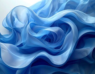 Obraz premium Abstract swirling layers of light blue fabric creating a sense of movement and flow