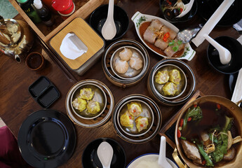 Asian food Dimsum cooked with stream Chinese's Food served in Chinese restaurant 
