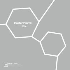 Square Poster Layout with Abstract Blank Photo Frames in Hexagonal Pattern