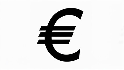 Obraz premium Black Euro symbol, three horizontal lines, against white background