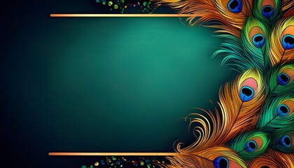 colorful peacock feather frame design with vibrant hues and artistic touch for creative projects and invitations