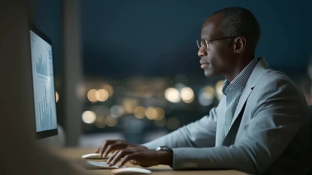 male project coordinator documenting renewable workforce efficiency data soft clicks professional energy management sustainability cinematic color correction, gentle backlight, clean negative