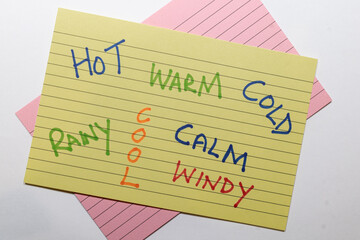 Key cards with emotion keywords concept for parenting and emotional expression education