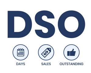 DSO - Days Sales Outstanding acronym. business concept background. vector illustration concept with keywords and icons. lettering illustration with icons for web banner, flyer, landing page