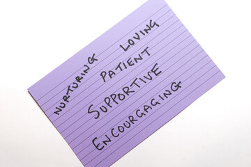 Key cards with emotion keywords concept for parenting and emotional expression education