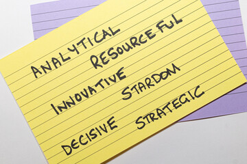 Key cards with business keywords concept for marketing and strategy design