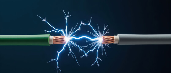 Electric wires sparks electricity power energy connection technology electrical copper insulation current voltage circuit safety shock wires