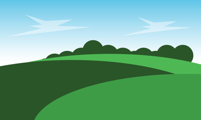 Obraz premium Simple Flat Design Green Hill Landscape Background