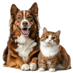 Obraz premium 犬と猫の親しい友情動物の肖像画