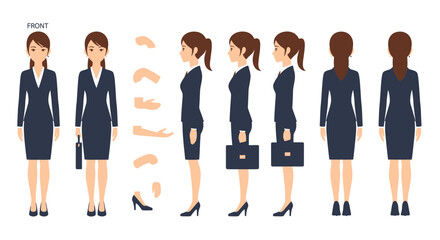 Fototapeta premium Businesswoman character set for animation, complete with various poses and gestures