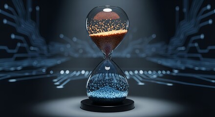 Hourglass time technology concept digital transformation ai artificial intelligence future data