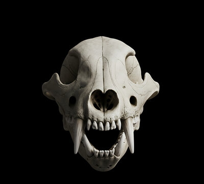 The realistic white head skull of a wolf. Wolf anatomy. 