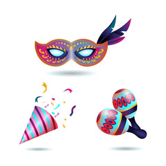 Diwali Carnival Mask Confetti Popper Maracas graphic