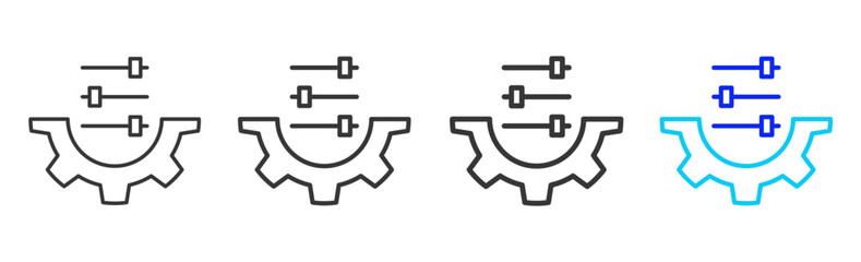 System Configuration Icon Set Collection in Creative Outline Style for Project Control Dashboard with Modern UI Vector Elements and High Quality Design Pack