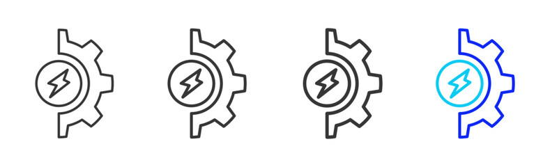 Power Control Icon Set Collection in Creative Outline Style for Project Control Dashboard with Modern UI Vector Elements and High Quality Design Pack