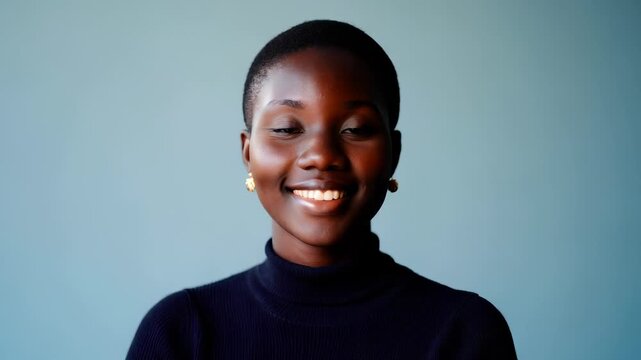Confident African American Woman Smiling at Camera
