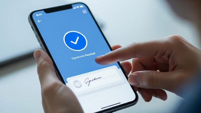 electronic signature on smartphone for document approval