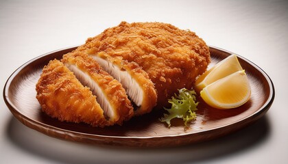 detailed texture of juicy chicken katsu cutlet