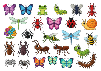 Cute Cartoon Insects Clipart Bundle,