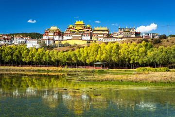 Beautiful landscape of Songzanlin Monastery, Yunnan, China.
