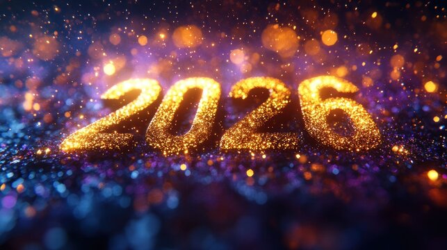 Golden 2026 numerals on a sparkling background