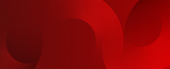 Abstract red background with glowing curve lines. Modern shiny red gradient geometric circle lines pattern. Suit for banner, web, brochure, pamflet and presentation