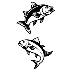 Fish Pair Illustration – Aquatic Marine Life Vector Artwork