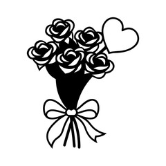 Rose Bouquet with Heart – Romantic Floral Vector Illustration