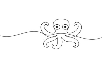 Fototapeta premium Octopus continuous one line drawing minimal sea animal illustration design
