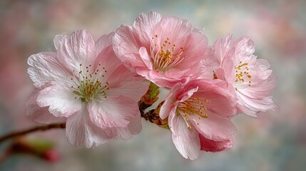 Fototapeta premium Delicate Cherry Blossoms Displaying Beauty in Springtime