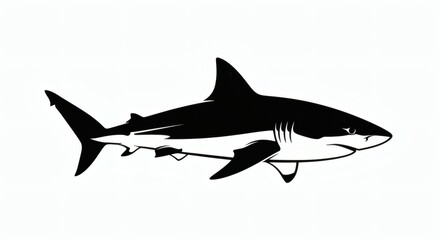 Obraz premium Striking Shark Clipart A Bold Black and White Illustration for Diverse Design Needs