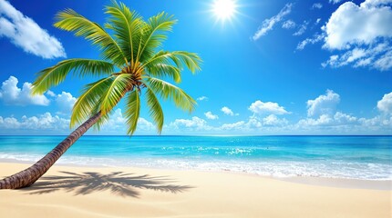 Relaxing beach day with palm trees tropical paradise nature photography sunny environment coastal view serenity