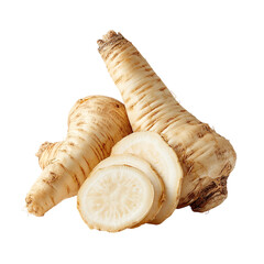 Sliced parsnip root isolated on transparent background