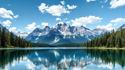 Fototapeta premium Serene reflection of majestic mountains at calm lake nature landscape outdoors scenic view tranquility