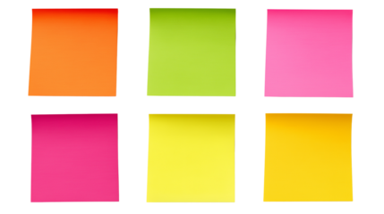 Colorful Sticky Notes Collection Isolated on Transparent Background