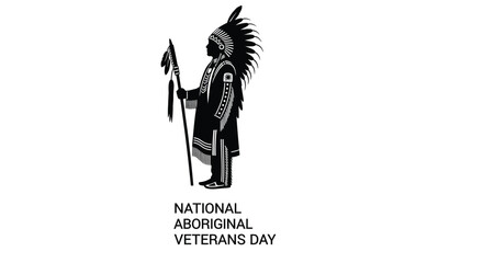 A simple black and white illustration for national aboriginal veterans day