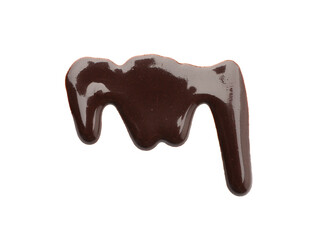Flowing tasty melted chocolate on white background