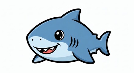 Obraz premium Cute Smiling Shark Clipart Playful Illustration for Children's Designs and Educational Materials